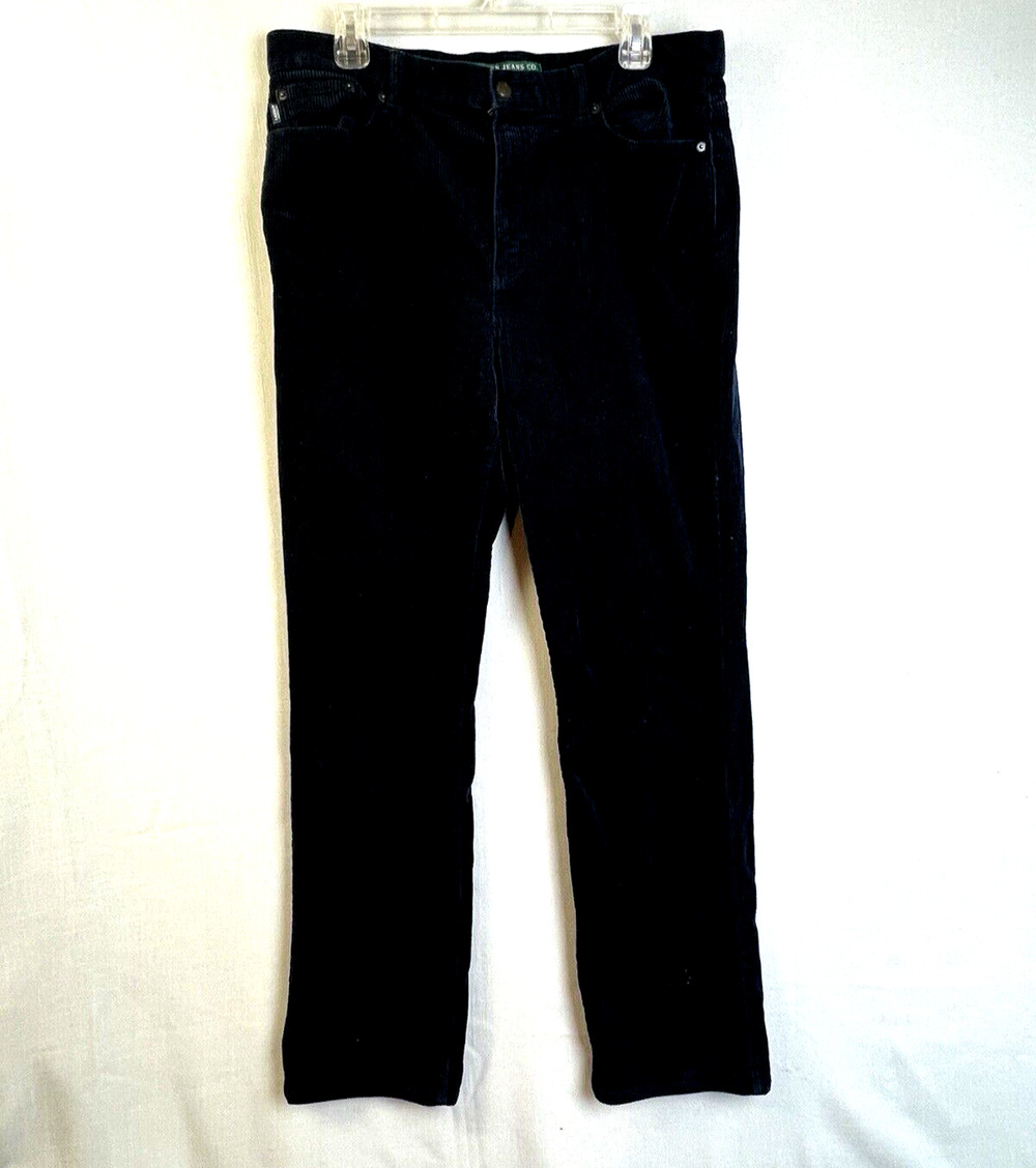 Lauren Jean Company Corduroy Pants Women 14 11" Rise Navy Casual Preppy School